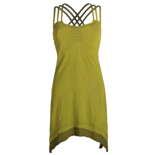 Vishes Lagenlook Trägerkleid Organic Cotton mit Zipfeln hellgrün 42