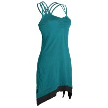 Vishes Lagenlook Trägerkleid Organic Cotton mit Zipfeln türkis 32
