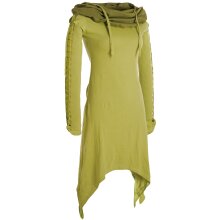 Vishes Zweifarbiges langarm Elfen Zipfelkleid aus Biobaumwolle mit Schalkragen hellgrün 34