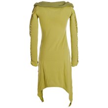 Vishes Zweifarbiges langarm Elfen Zipfelkleid aus Biobaumwolle mit Schalkragen hellgrün 44