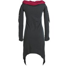 Vishes Zweifarbiges langarm Elfen Zipfelkleid aus Biobaumwolle mit Schalkragen schwarz 34