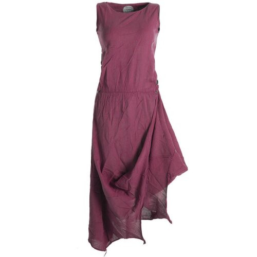 Vishes Ärmelloses lagenlook Kleid aus Baumwolle zum Hochbinden dunkelrot 38-40