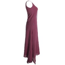 Vishes Ärmelloses lagenlook Kleid aus Baumwolle zum Hochbinden dunkelrot 38-40