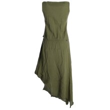Vishes Ärmelloses lagenlook Kleid aus Baumwolle zum Hochbinden olive 34-36