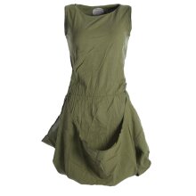 Vishes Ärmelloses lagenlook Kleid aus Baumwolle zum Hochbinden olive 34-36