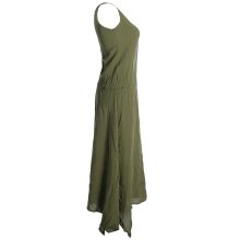 Vishes Ärmelloses lagenlook Kleid aus Baumwolle zum Hochbinden olive 42