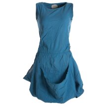 Vishes Ärmelloses lagenlook Kleid aus Baumwolle zum Hochbinden türkis 38