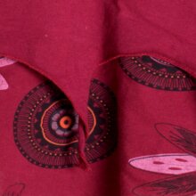 Vishes Lagenlook Zipfel Minirock aus Baumwolle bedruckt mit Blumen und Kreisen dunkelrot 50