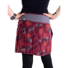 Vishes Elfen Mini Rock mit Bauchtasche - bedruckt mit Blättern - verstellbar mit Druckknöpfen grau