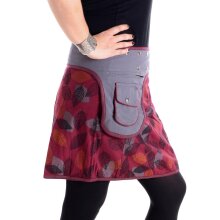 Vishes Elfen Mini Rock mit Bauchtasche - bedruckt mit Blättern - verstellbar mit Druckknöpfen grau