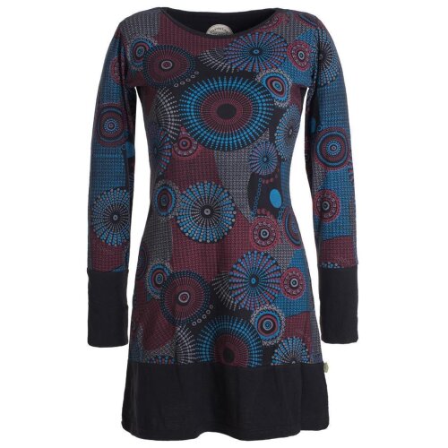 Vishes Langärmliges Lagenlook Kleid mit Mandala Druck schwarz 42