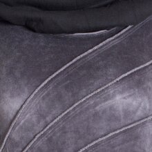 Vishes Langärmliges asymmetrisches patchwork Samtkleid mit großem Schalkragen grau 40-42