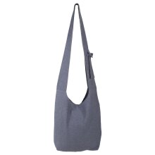 Vishes Umhängetasche aus grob gewebter Baumwolle mit aufgenähtem und umsticktem Om-Zeichen grau