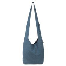 Vishes Umhängetasche aus grob gewebter Baumwolle mit aufgenähtem und umsticktem Om-Zeichen türkis