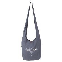 Vishes Umhängetasche aus handgewebter Baumwolle mit Eyes of Buddha Stickerei braun