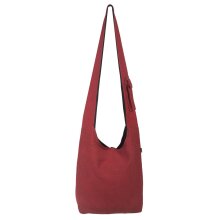 Umhängetasche aus handgewebter Baumwolle mit aufgestickter Spirale dunkelrot