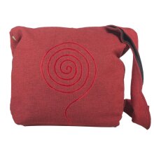 Umhängetasche aus handgewebter Baumwolle mit aufgestickter Spirale dunkelrot