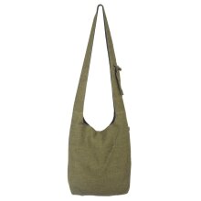 Umhängetasche aus handgewebter Baumwolle mit aufgestickter Spirale olive