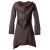 Vishes warmes Kleid Tunika Minikleid Zipfelkapuze Hoody Longshirt dunkelbraun 46
