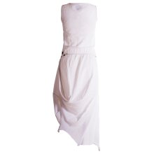Vishes Ärmelloses lagenlook Kleid aus Baumwolle zum Hochbinden weiß 36