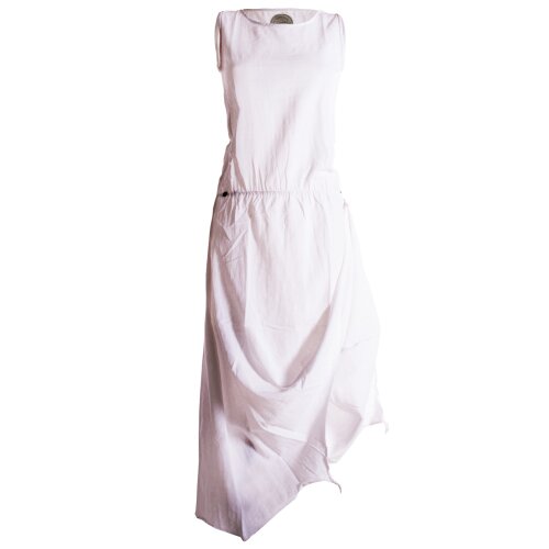 Vishes Ärmelloses lagenlook Kleid aus Baumwolle zum Hochbinden weiß 42
