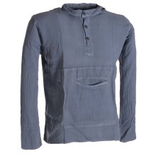 Vishes Herren Kapuzen-Hemd Fischerhemd aus weicher Baumwolle grau 46