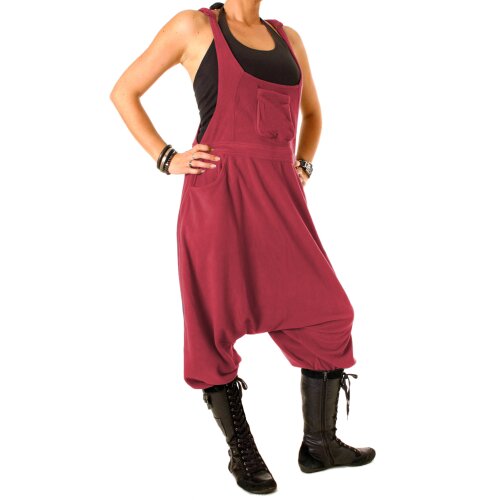 Vishes Warme Damen Fleece Thermo Latzhose Haremshose dunkelrot 36/38