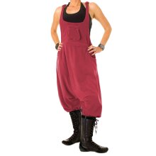 Vishes Warme Damen Fleece Thermo Latzhose Haremshose dunkelrot 42/44