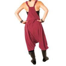 Vishes Warme Damen Fleece Thermo Latzhose Haremshose dunkelrot 44