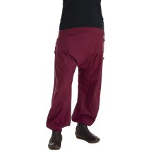 Vishes Damen Pumphose Baumwollhose Taschen dekorative geschnitzte Knöpfe Dunkelrot 38