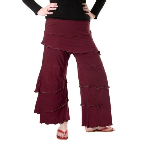 Vishes Lagenlook Zipfelhose aus Baumwolle Larp Hose Goa dunkelrot 34-36