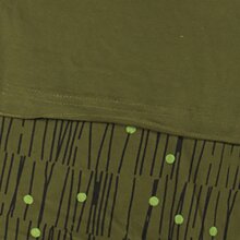 Vishes Lagenlook Langarm Patchwork Elfenkleid mit Zipfelkapuze und Rüschen olivegrün 50