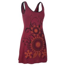 Vishes Ärmelloses Blumenkleid aus Baumwolle mit weitem Ausschnitt dunkelrot 48
