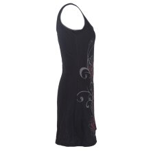 Vishes Ärmelloses Blumenkleid aus Baumwolle mit weitem Ausschnitt schwarz 46