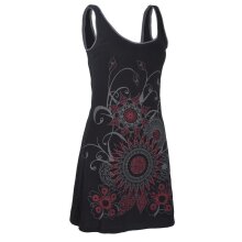 Vishes Ärmelloses Blumenkleid aus Baumwolle mit weitem Ausschnitt schwarz 46
