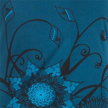 Vishes Ärmelloses Blumenkleid aus Baumwolle mit weitem Ausschnitt türkis 50