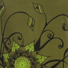 Vishes Ärmelloses Blumenkleid aus Baumwolle mit weitem Ausschnitt olive 48