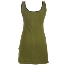 Vishes Ärmelloses Blumenkleid aus Baumwolle mit weitem Ausschnitt olive 50