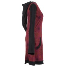 Vishes Langarm Baumwollkleid mit Zipfelkapuze und Taschen dunkelrot 48