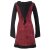 Vishes Langarm Baumwollkleid mit Zipfelkapuze und Taschen dunkelrot 48
