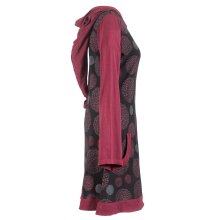 Vishes Langarm Baumwollkleid mit Zipfelkapuze und Taschen schwarz 38