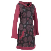 Vishes Langarm Baumwollkleid mit Zipfelkapuze und Taschen schwarz 46