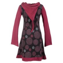 Vishes Langarm Baumwollkleid mit Zipfelkapuze und Taschen schwarz 48