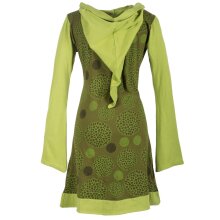 Vishes Langarm Baumwollkleid mit Zipfelkapuze und Taschen olive 38