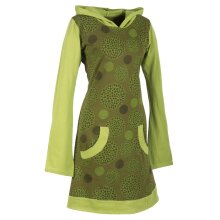Vishes Langarm Baumwollkleid mit Zipfelkapuze und Taschen olive 38