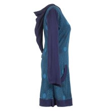 Vishes Langarm Baumwollkleid mit Zipfelkapuze und Taschen türkis 46