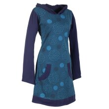 Vishes Langarm Baumwollkleid mit Zipfelkapuze und Taschen türkis 46
