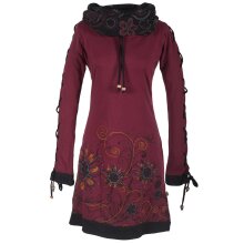 Vishes Bedrucktes Damen Blumen Kleid mit Schalkragen und...