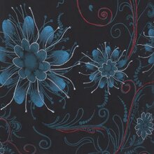 Vishes Bedrucktes Damen Blumen Kleid mit Schalkragen und Schnüren schwarz 32-34