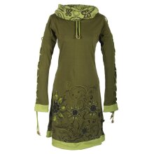 Vishes Bedrucktes Damen Blumen Kleid mit Schalkragen und...